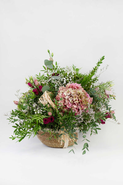 Basket of fresh flowers AUTUMN COLORS